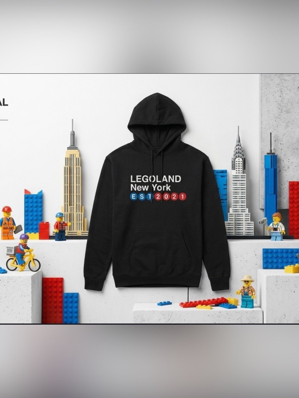 Inaugural LEGOLAND New York 2021 Subway Map Graphic Black Hoodie Large